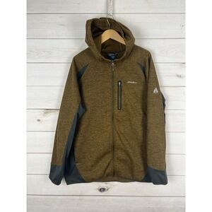 Eddie Bauer Jacket Mens XL Brown First Ascent Hooded Full Zip Fleece Softshell